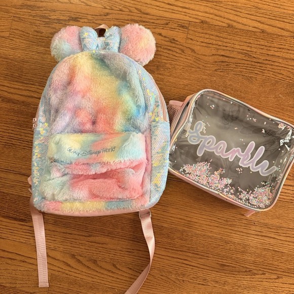 Disney Handbags - Walt Disney World Minnie Mouse Plush Rainbow Backpack‎ And Rainbow Lunchbox